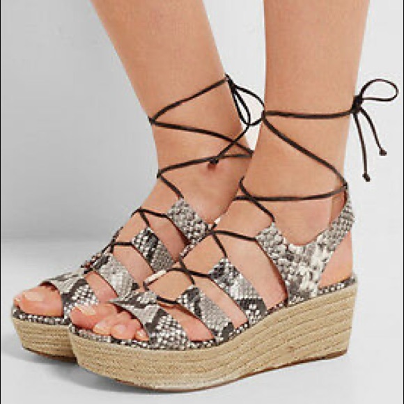 MICHAEL Michael Kors Shoes - Michael Kors snakeskin espadrille lace up wedges